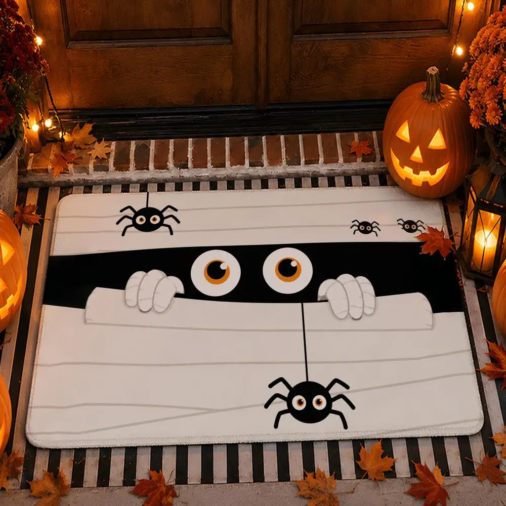 Cartoon Fun Halloween Eyes Floor Mat Flannel Rug Soft Non Slip Door Mat for Bathroom Bedroom Kitchen Festival Home Decor 2
