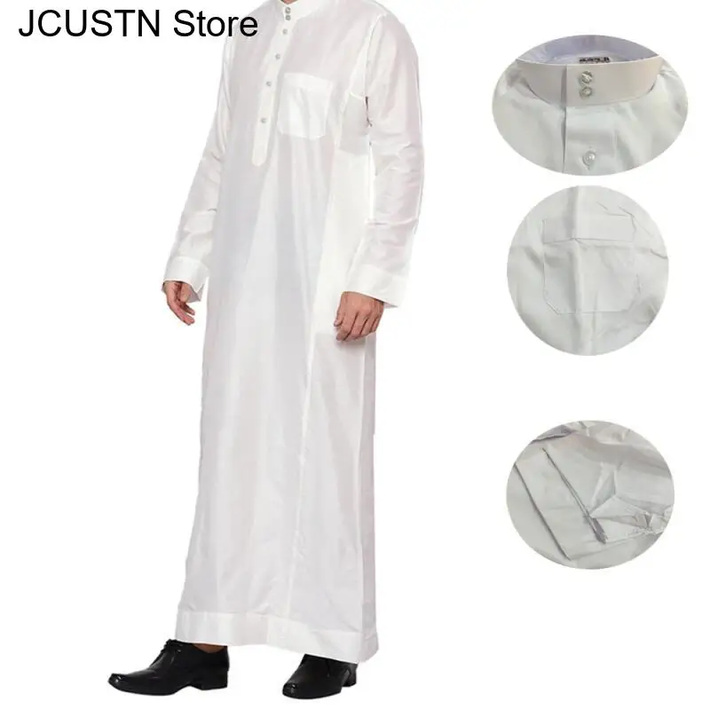 Abbigliamento islamico Uomo Lunghezza Manica lunga Allentato Uomo musulmano Arabia Saudita Pakistan Kurta Costumi musulmani Abito musulmano Caftano Thobe