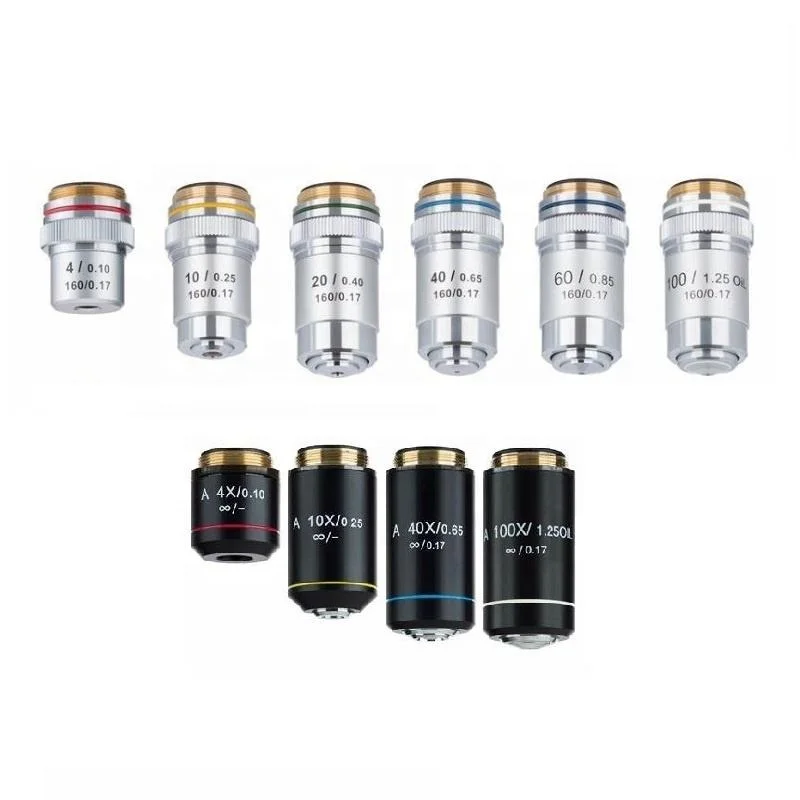 

Bright Field Phase Contrast Objective 4X 10X 20X 40X 60X 100X For Biological Microscope Or Metallurgical Microscope