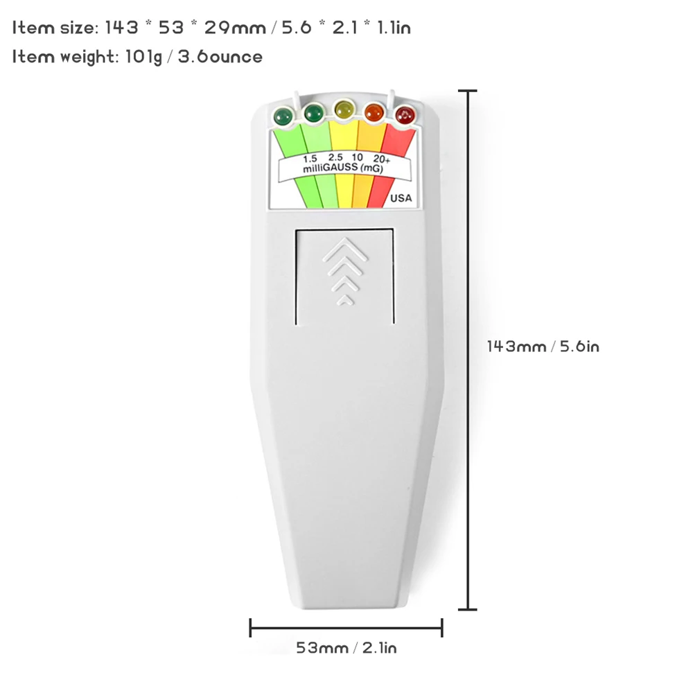 Lepmerk Electromagnetic Field EMF Gauss Meter Radiation Detector Portable EMF Magnetic Field Monitor 5 LED Gauss Meter