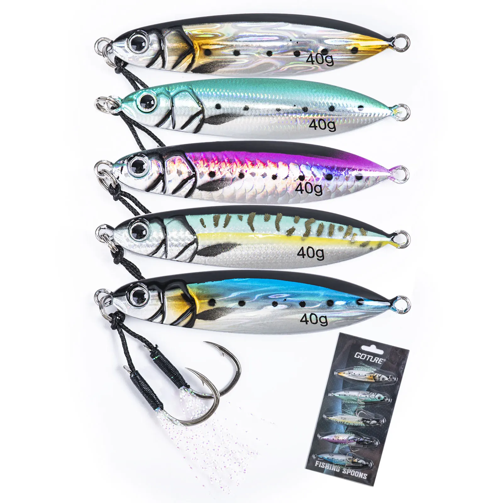 Goture Sinking Lead Fish Lure 3D Simulation Eyes 30g 40g Fishing Lures High Carbon Steel Material Seawater Fishing Accessories