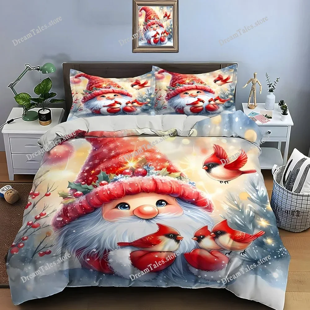 

Christmas Gnome Print Bedding Set Duvet Cover Adult and Children Bedding Set Luxury Holiday Gifts Home Textileextile