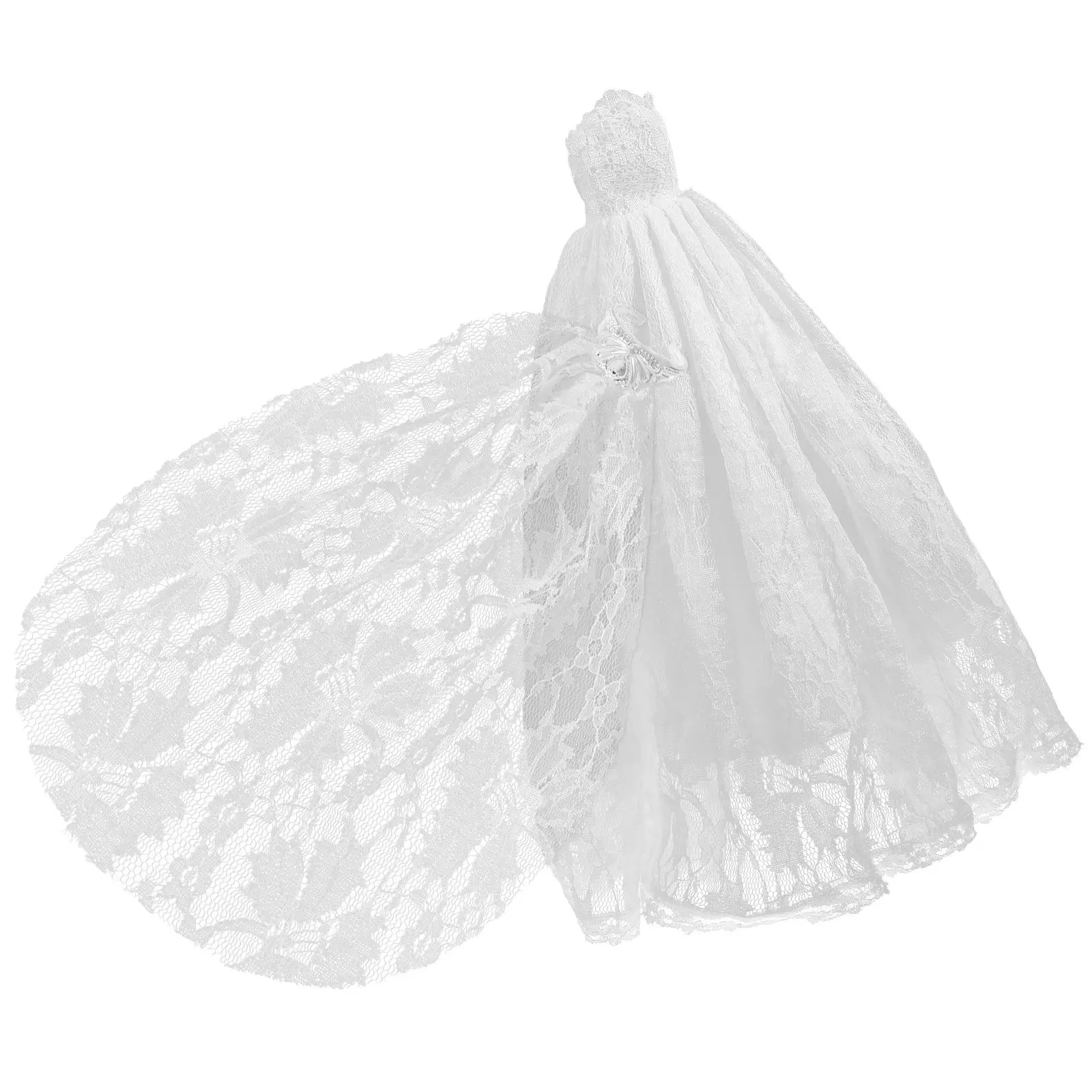 

1Set Wedding Dress and Veil for Miniature Soft Washable Reusable Decorative Costume Creative Pretend Play Outfit Lovely