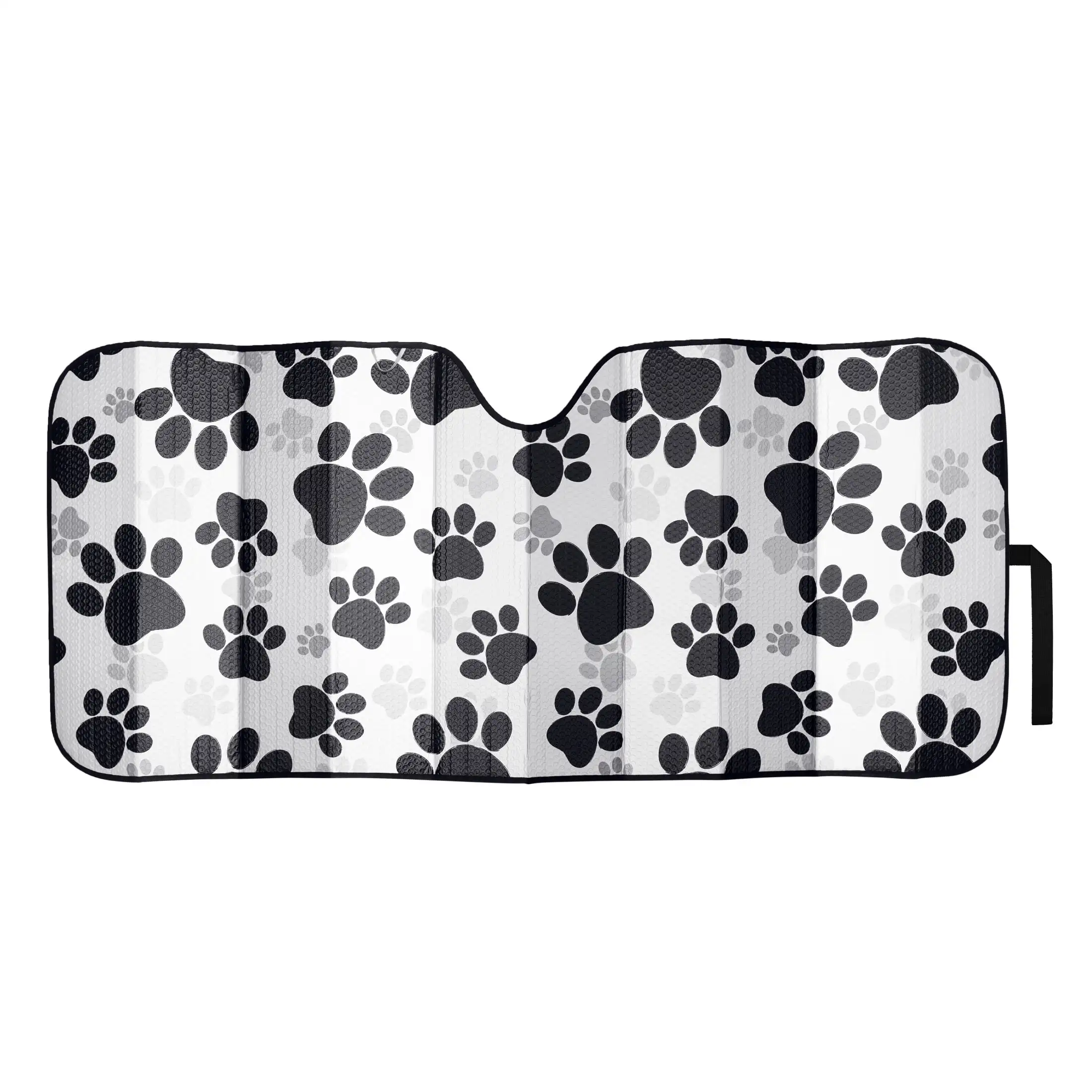 

Paw Print Car Sun Shade for Pet Lovers Oversized 63"x28.5" Accordion Fold Heat Blocker Universal Front Windshield