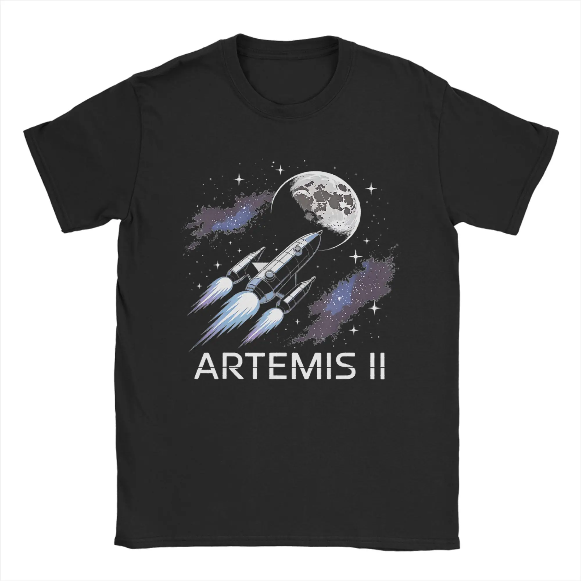 Artemis II Launch To The Moon Cotton T-Shirt For Men Summer  Y2K Retro T-Shirts O Neck Leisure Tees Dropshipping Clothing