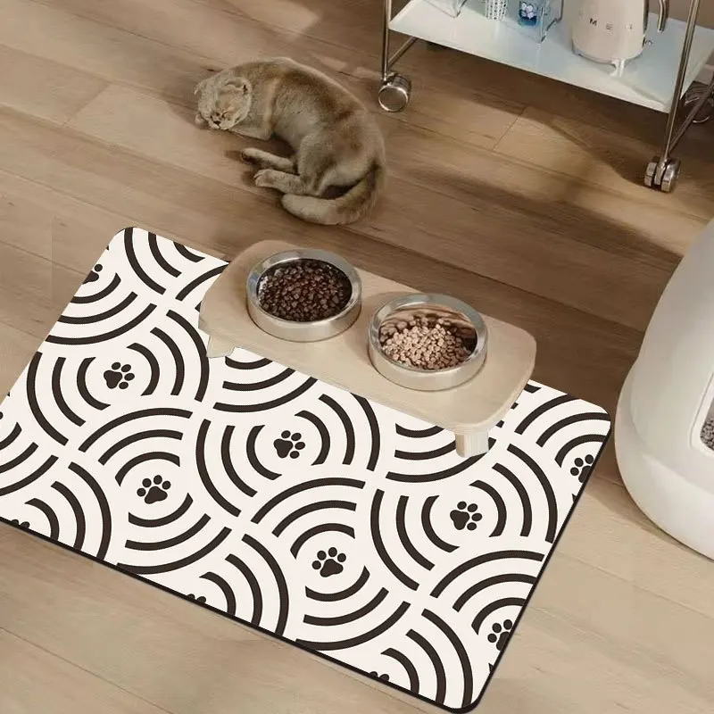 VIKAMA Diatomite Pet Feeding Mat, Non-Slip Waterproof Quick-Dry Dog Cat Food Mat, Anti-Dirty for Kitchen Home