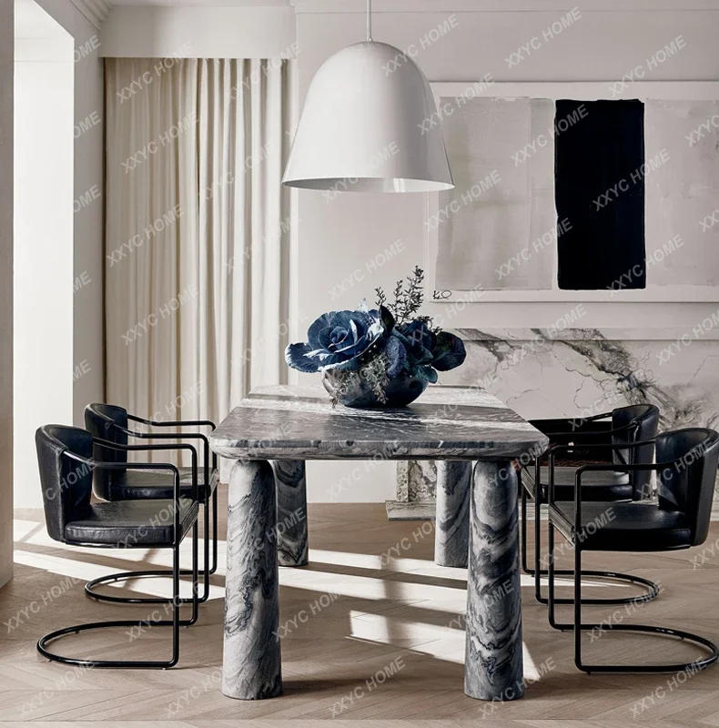 Hong Kong-style light luxury marble dining table, modern simple home use, eating table negotiation table