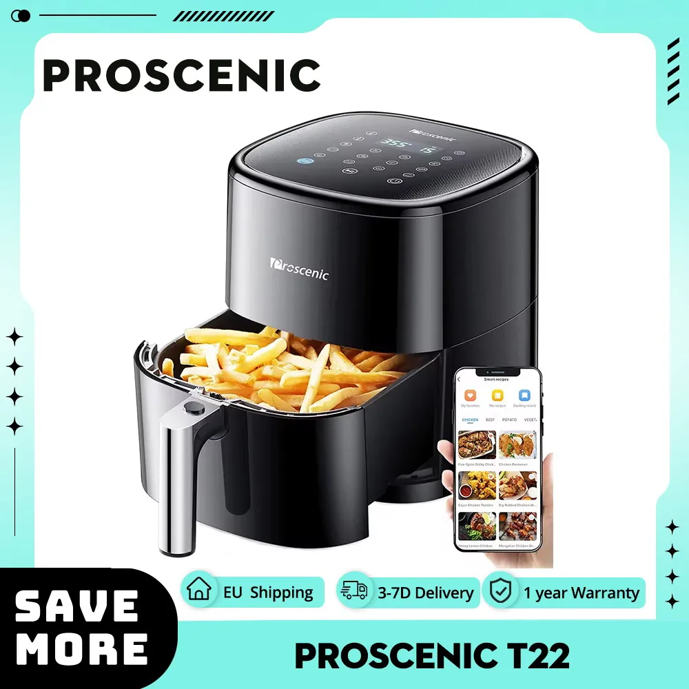 Proscenic T22 Smart Electric Air Fryer Oil-Free, Non-stick Pan, 5L Capacity, 1500W, Electric Air Fryer without Oil Smart Kitchen