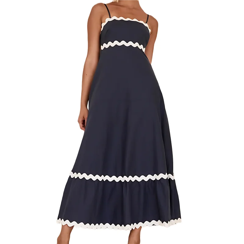 

【Party-Decoration】Women's 2025 Summer Flowy Maxi Dress Casual Sleeveless Spaghetti Strap Ruffle Beach Long Dresses