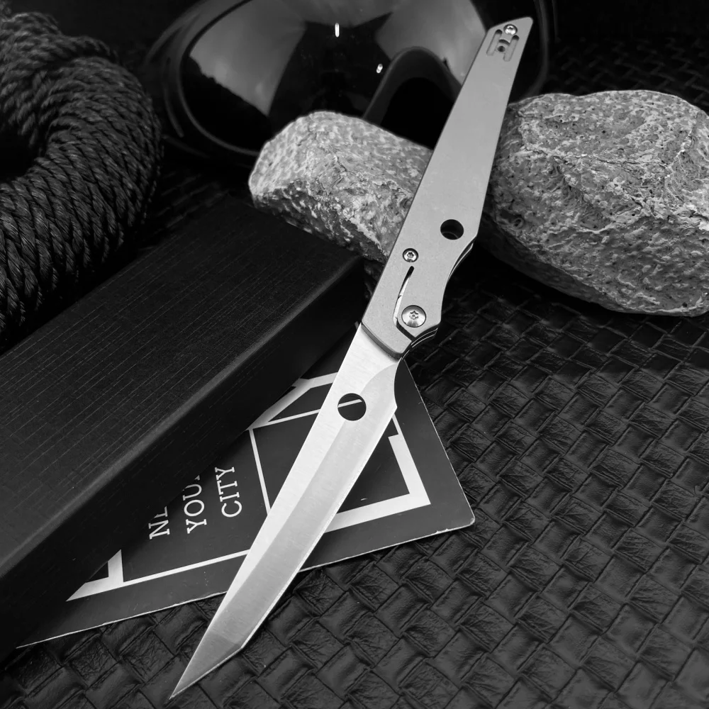 

Newest C273 folding knife TC4 titanium alloy Handle D2 high carbon tool steel Blade Camping Hunting Pocket hand tools