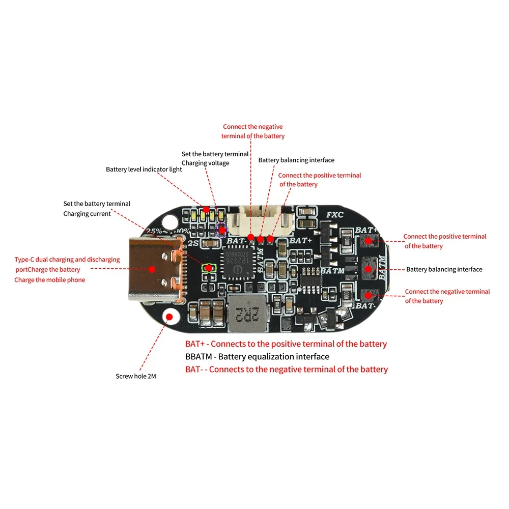 2S Lithium-Ionen-Akku Lade- und Entlade-Modul IP2336 Typ-C PD Schnellladung Bidirektional Einstellbare Spannung & Stromstärke – Detail 8