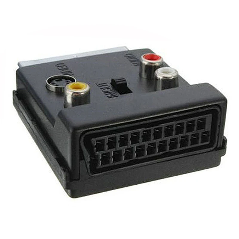 1pcs SCART Male Female to S-Video 3 RCA Audio Adapter Convector with IN/OUT Switch 21 Pin Scart To 3 RCA S-Video Connector Plug