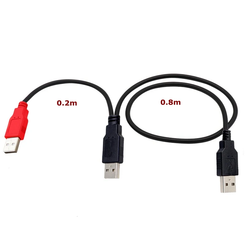 0.8m For Mobile Hard Disk Printer Y-type Data Cable Double Head USB-B USB 2.0 Micro Mini 5pin Type-c External USB Power Supply