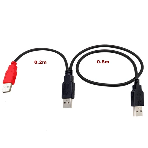 Imagen 2 del producto Cable de datos tipo Y para impresora de disco duro móvil, USB-B de doble cabezal USB 2,0 Micro Mini 5 pines tipo c, fuente de alimentación USB externa de 0,8 m