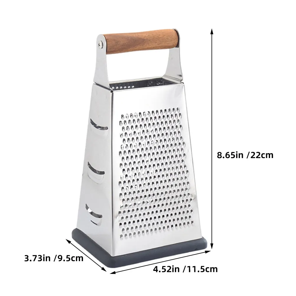 Stainless Steel 4-Sided Multifunction Grater for Vegetables Fruits Cheese Slicing Shredding Grating Handheld Kitchen Tool with
