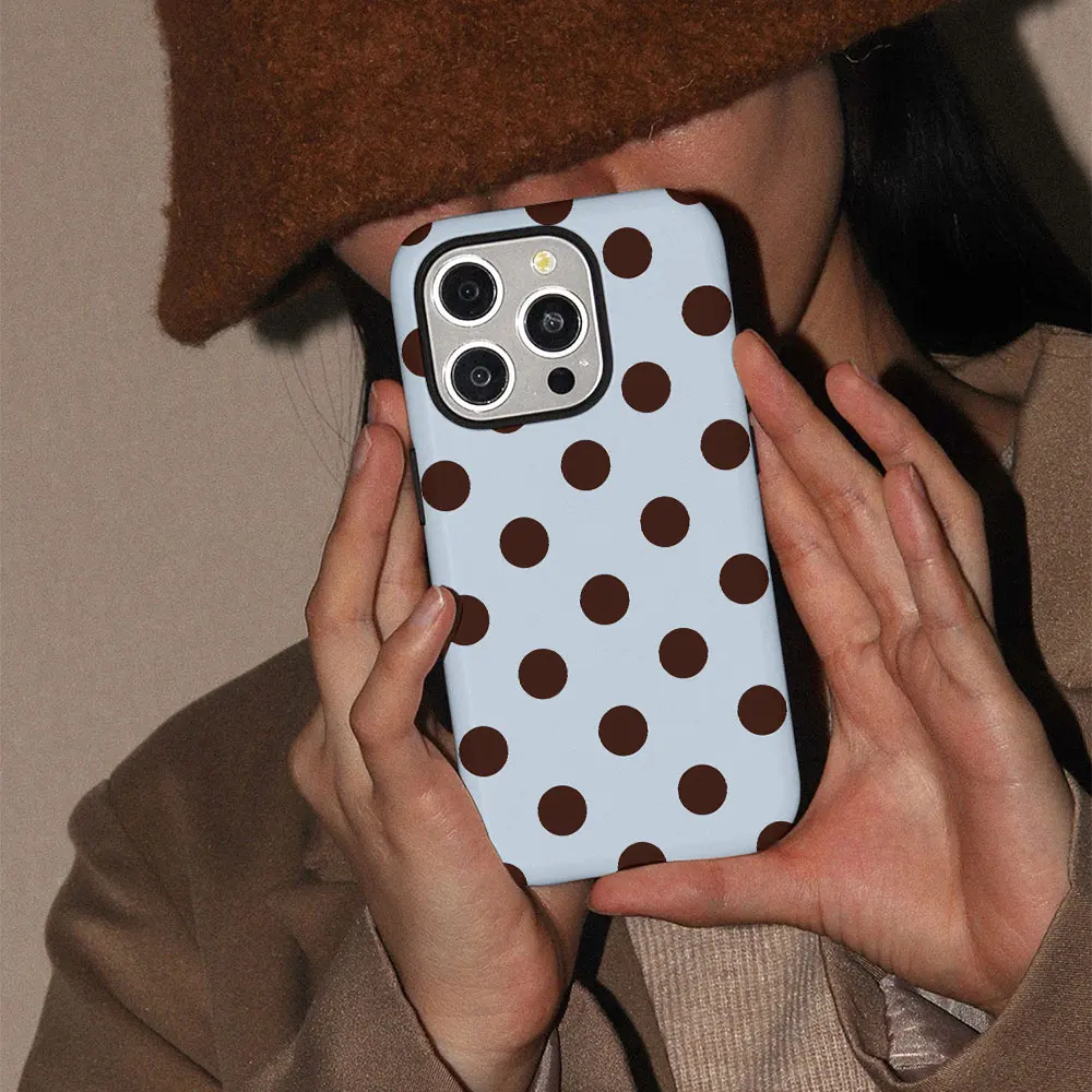 Luxuriöses Design Polka Dot Buntes Koreanisches Muster Handyhülle für iPhone 17 16e 15 14 13 12 11 Air Pro Max Plus Luxus Doppelschichtige Hülle – Detail 4