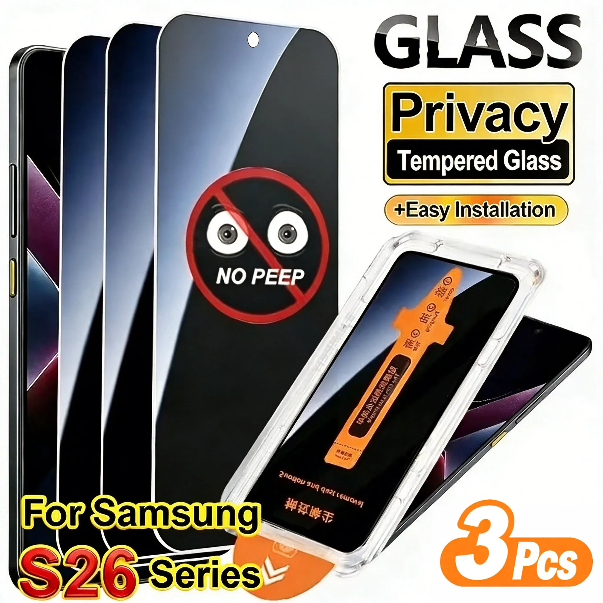 1-3Pcs Anti-Spy Tempered Glass For Samsung S25 S26 Ultra S23 S24 Plus A36 A37 A56 A57 A55 A35 A16 A17 A07 A26 Screen Protectors