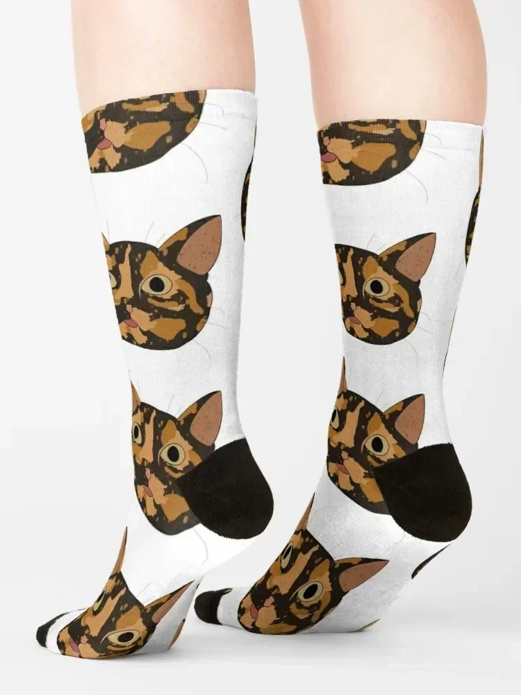 Tortoiseshell Cat Socks hiphop cycling winter gifts kawaii Women Socks Men's