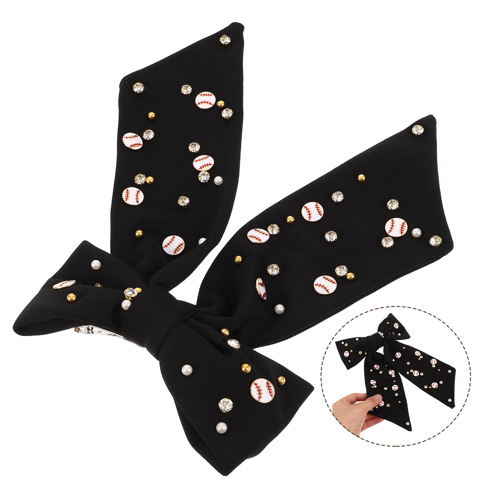 

Sparkling Rhinestone Hair Clips Decorative Claw Barrettes Glitter Accessories for Women Kids Party Daily Wear Black Metal Shiny