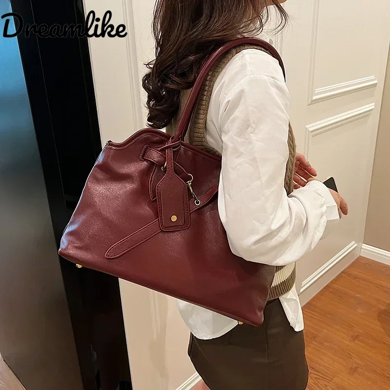 

PU Leather Retro Tote Bag for Women Trend New Fashion Y2K Handbags Lady Travel Shoulder Crossbody Bags Handbags