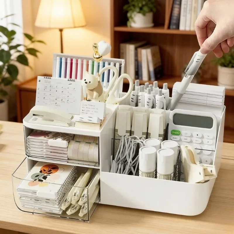 

Настольный органайзер для хранения: милый ящик-органайзер для косметики и канцелярии, подставка для учебных принадлежностей, органайзер для макияжа