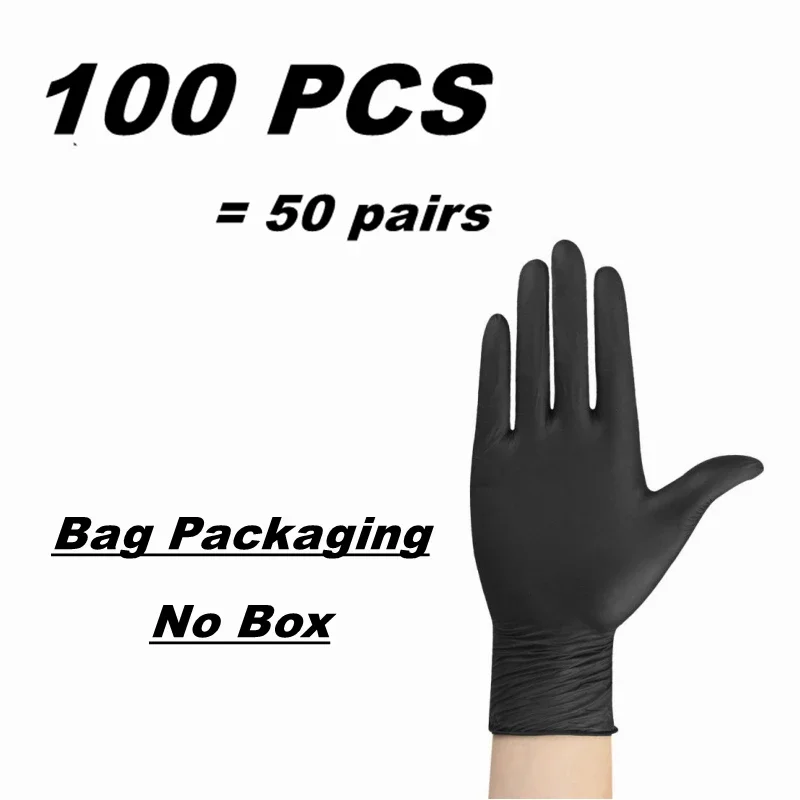 10/20/50/100PCS Zwart Nitril Wegwerphandschoenen voor Werk Latex Gratis Huishoudschoonmaken Handschoen getextureerde Monteur Tattoo Haarverf Schoonheid - afbeelding 1