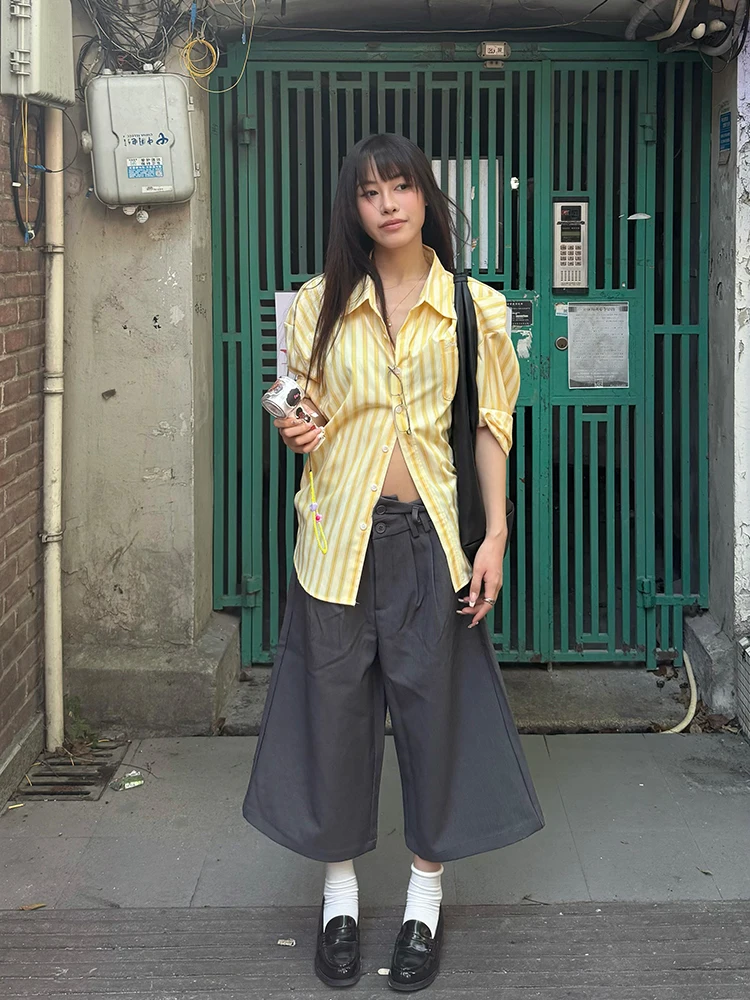 

CGGA Американский повседневный модный дизайн Свободный крой Мужские и женские повседневные брюки на семь футов Универсальная прямая рабочая одежда orts