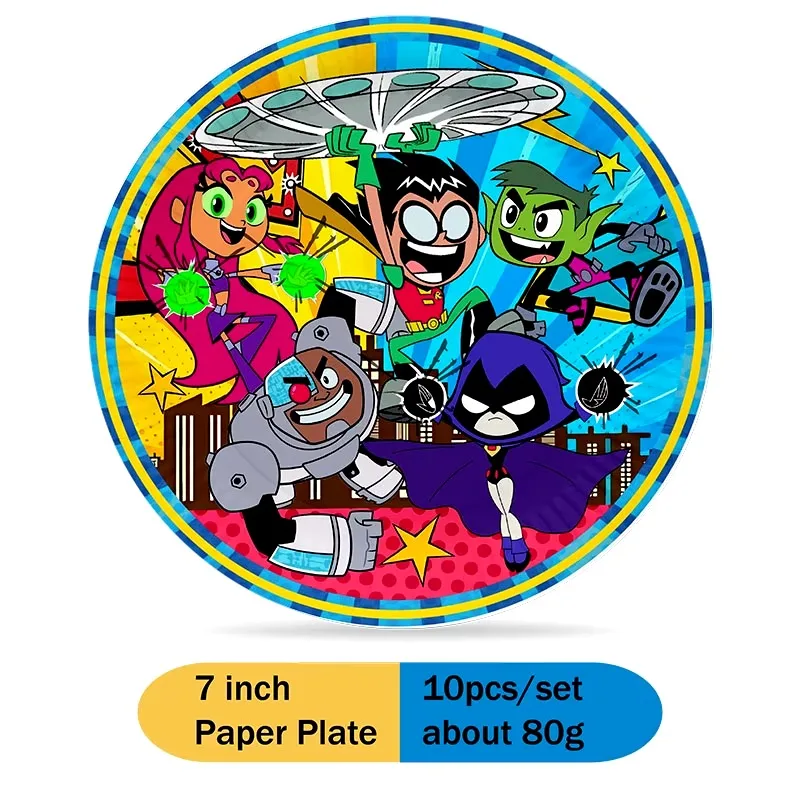 Teen Titans GO Baby Shower Happy Birthday Paper Cup Straw Party Decoration Cupcaketopper Plate Spiral Banner Flag Children