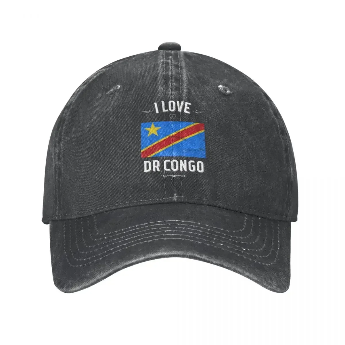 CONGO DEMOCRATIC REPUBLIC Baseball Cap I Love Culture Flag Running Hippie Washed Trucker Hat Unisex Trendy Print Baseball Caps