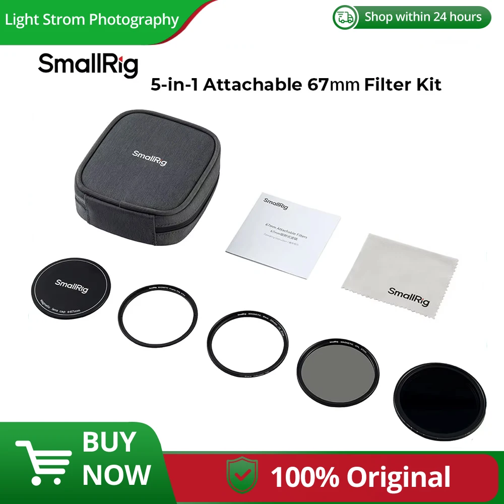 

SmallRig 5-in-1 Attachable Filter Kit VND 2-32 & CPL & 1/4 Effect Black Mist (67mm) with VND, CPL, and Black Mist Filters 4726