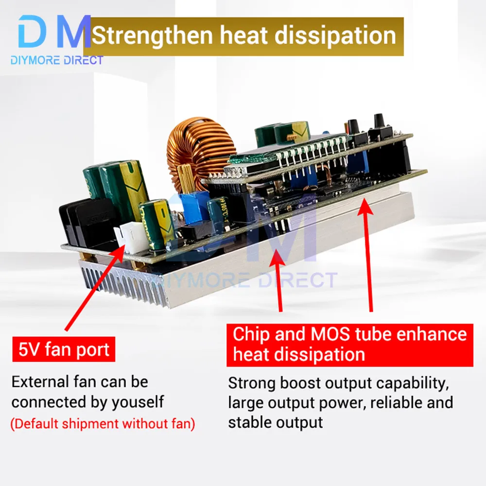 ZK-SJ20 7-80V 20A DC DC Buck Converter DC Power Supply Module 1.4-79V Adjustable Voltage Regulator Voltmeter Step-Down