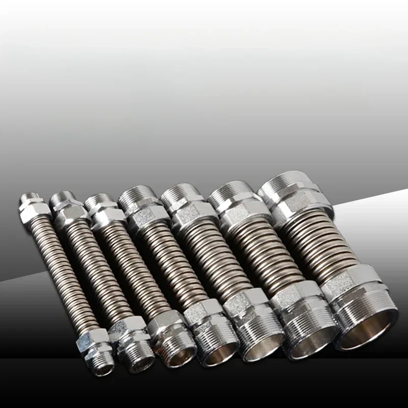 1PC Stainless Steel Central Air Conditioning Corrugated Pipe Iron Head Double Outer Wire Cold and Hot Explosion-proof Metal Hose