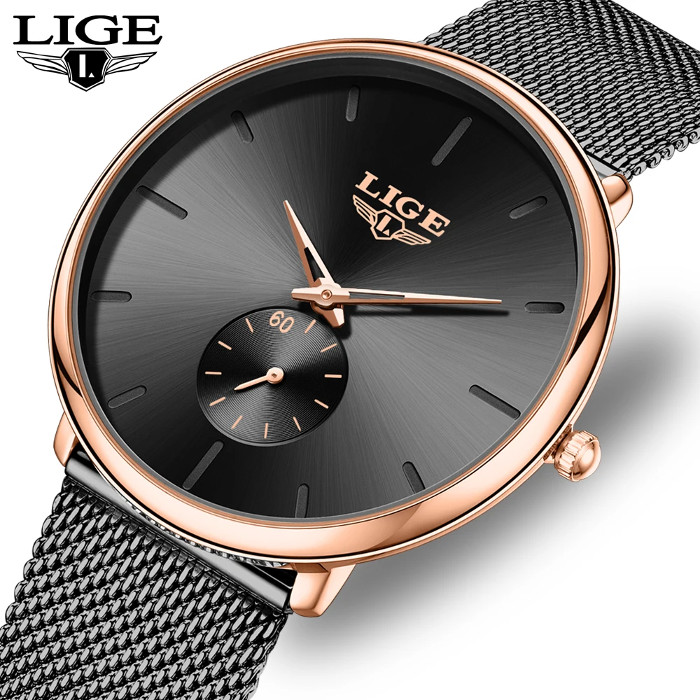 2026 LIGE موضة ساعات رجالي العلامة التجارية الفاخرة ساعة كوارتز الرجال عادية سليم شبكة الصلب مقاوم للماء ساعة رياضية Relogio Masculino