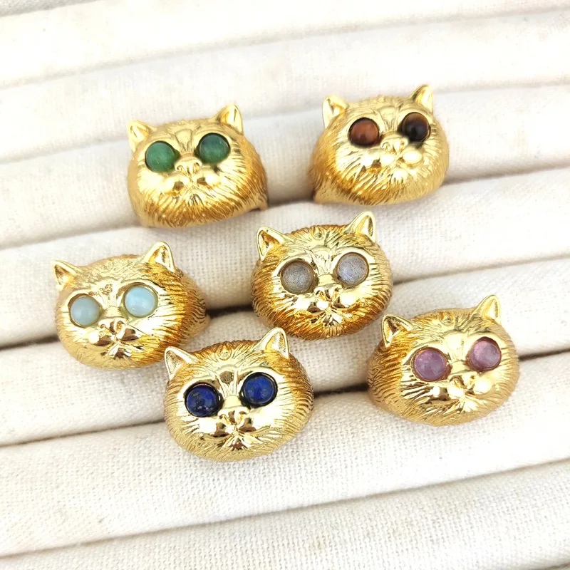 

Милое кольцо из сплава под 14-каратное золото с кошачьим глазом, регулируемое, для женщин, модные ювелирные украшения, аксессуары, подарок