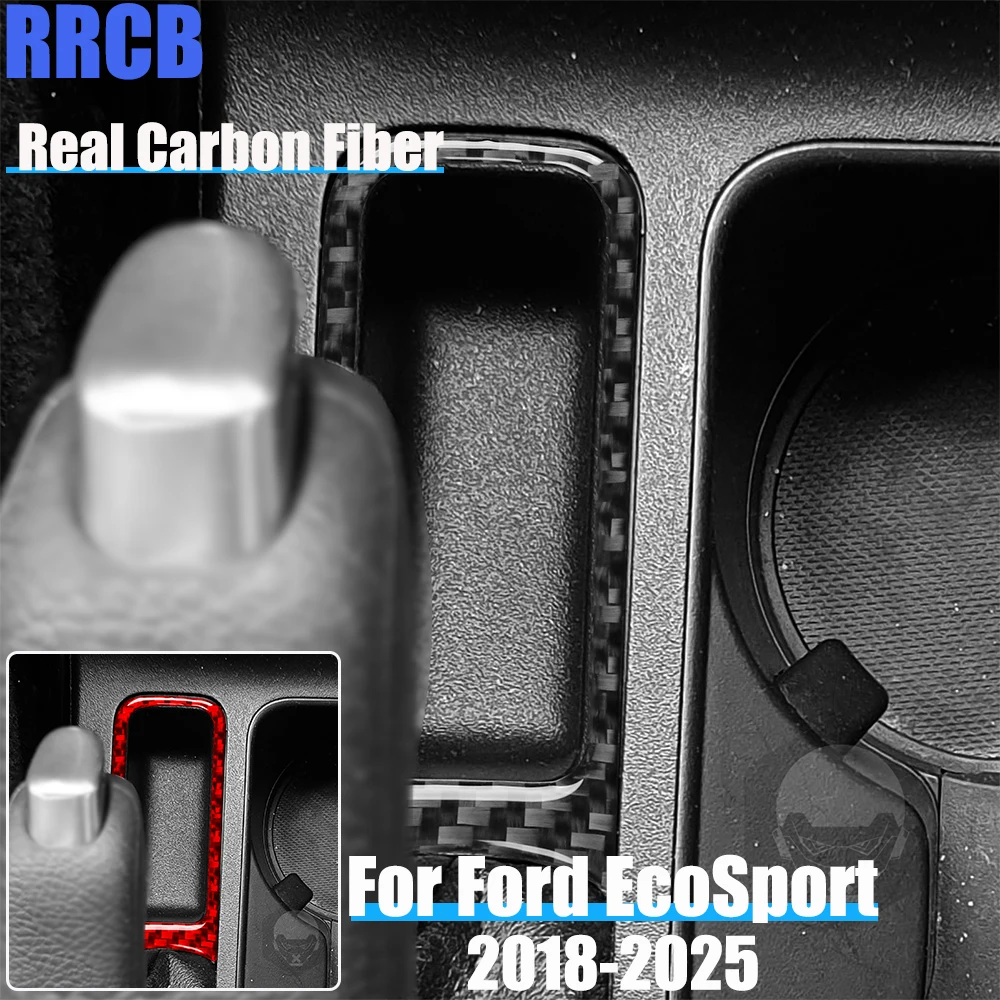 

Real Carbon Fiber Car Accessories Center Storage Soft Cover Sticker For Ford EcoSport 2018 2019 2020 2021 2022 2023 2024 2025