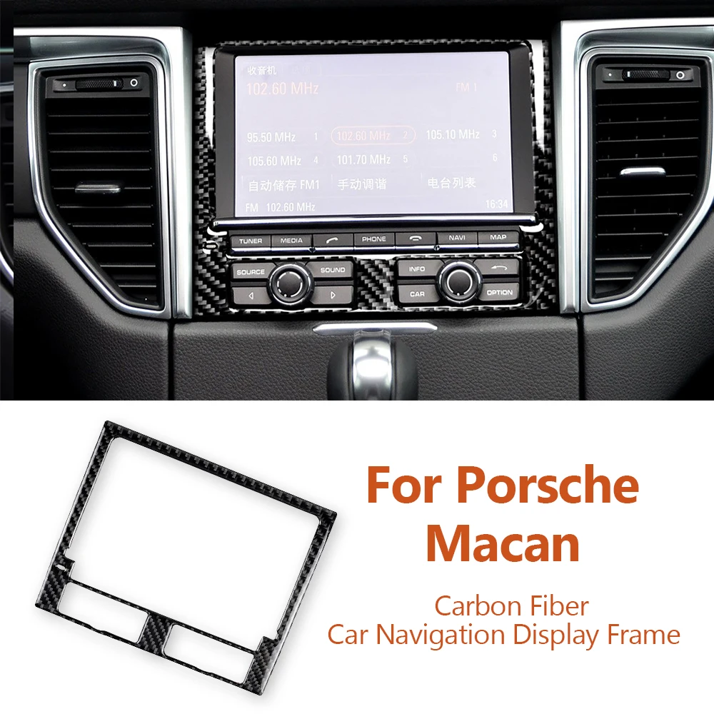 

For Porsche Macan Carbon Fiber Car Navigation Display Screen Frame Decorative Stickers Auto Interior Modification Accessories