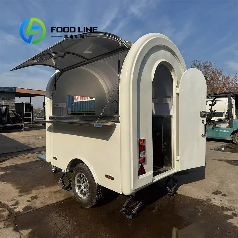 Customized Stainless Steel Commercial Mobile Food Vending Cart Trailer Rust Resistant Foldable Canopy Workstation