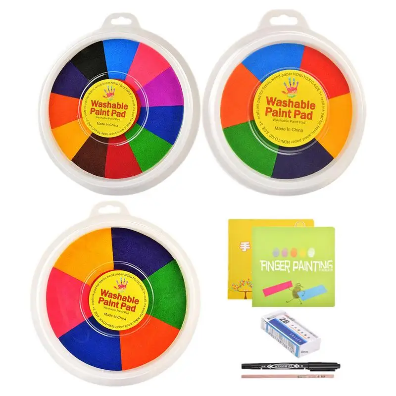 Finger Painting Kit Friendly Drawing Toy With Colors Kit Washable Finger Paint Set, For Kids Early Learning Scrapbooking Ink Pad