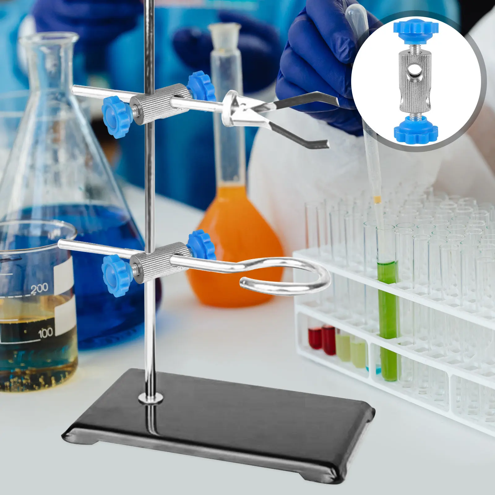 2Pcs Sturdy Lab Stand Clamp for Laboratory Equipment Mounting Compact Strong Grip Stand Clip Holder Supplies