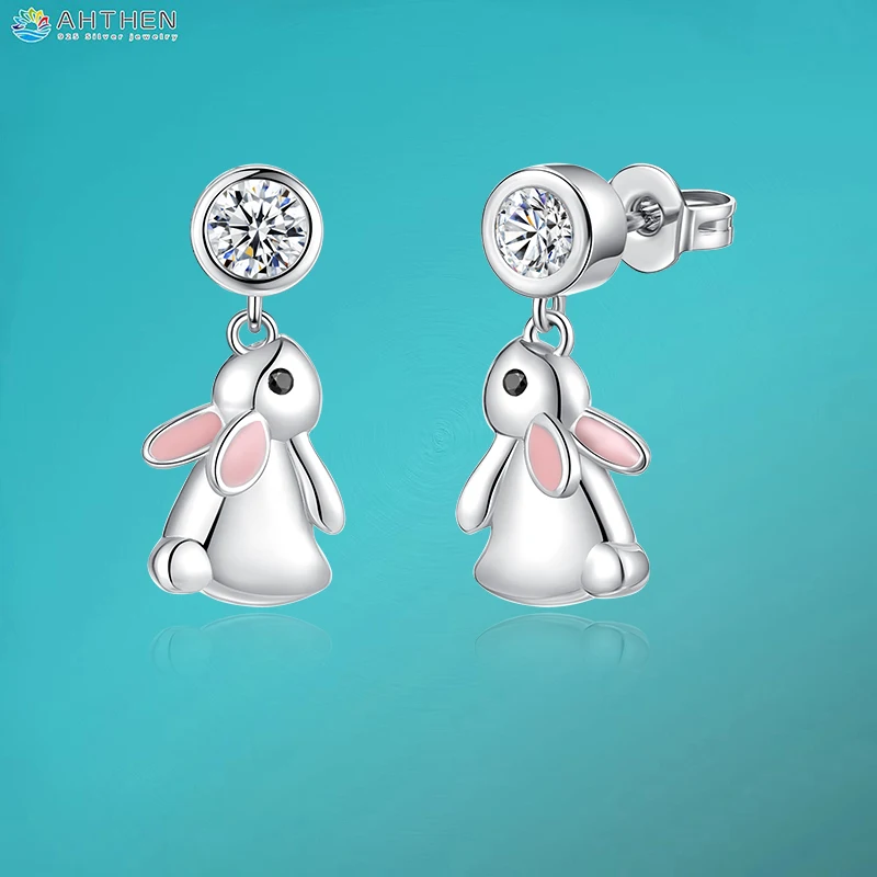 

Ahthen 925 Sterling Silver Stud Earrings Niche Cute Bunny Stud Earrings Fashion Women Jewelry Gift