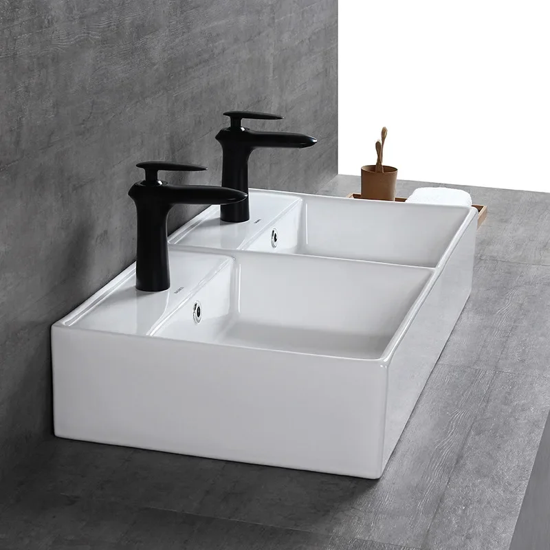 Nordic integrated double basin, basin on top, large wash basin, bathroom wash basin ceramic