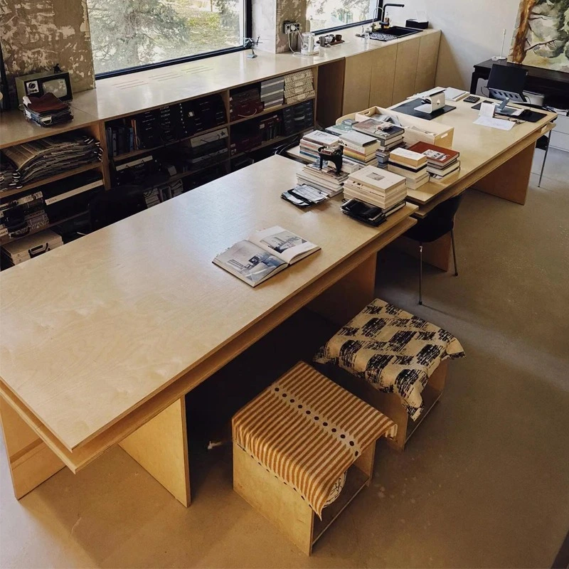 

Log desk, Nordic simple birch large board table