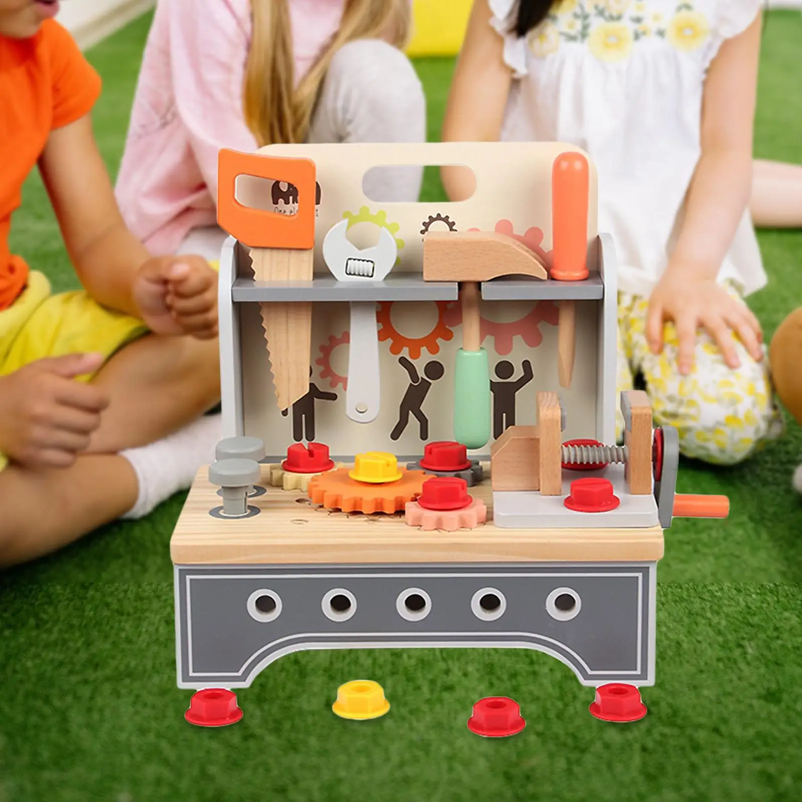 

Wood Kids Tool Set Pretend Play Game Playset Play Tool Developmental Toy Fine