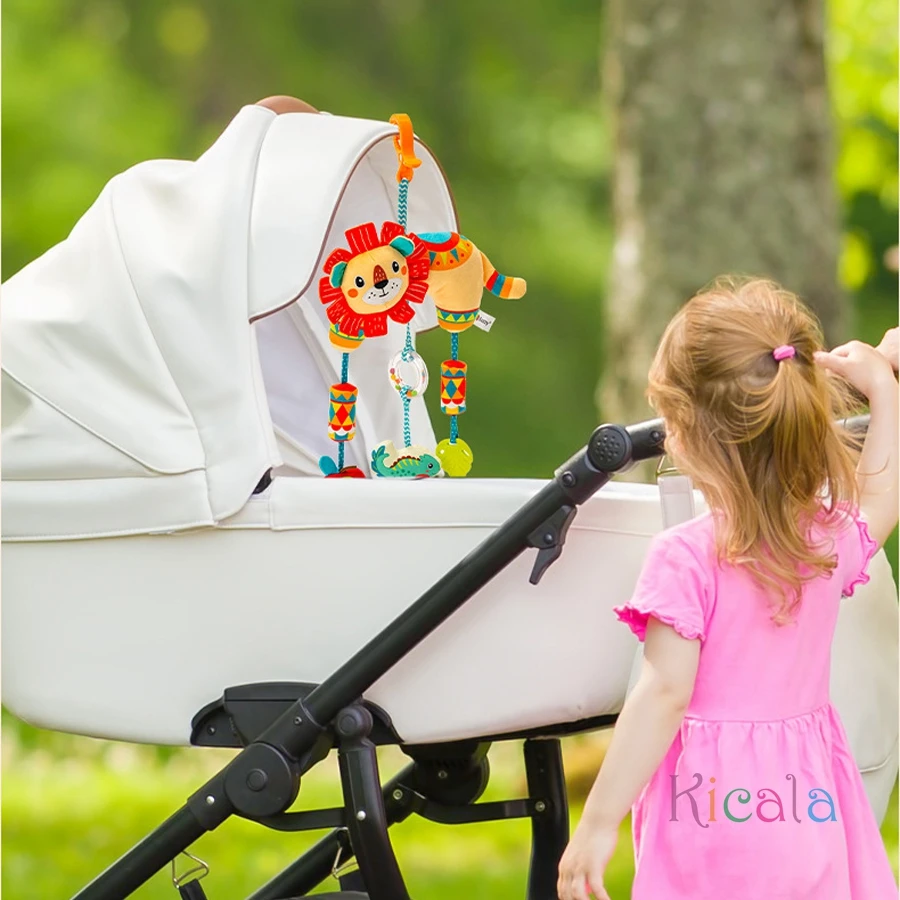 Giocattolo per bambini Seggiolino auto Passeggino Giocattoli Appesi Culla di peluche Campana colorata Morbidi sonagli sensoriali per bambini Massaggiagengive per bambini 0-12 mesi Regali