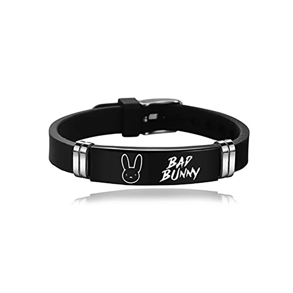 Fashion Puerto Rican Singer Bad Bunny Stainless Steel Bangle Bracelets Men Women Wrist Band Jewelry