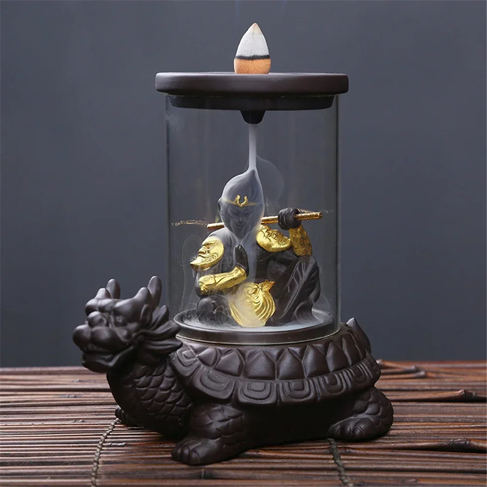 

Snake Incense Burner Monkey King Ceramic Backflow Incense Burner Cones Delicate Office Home Decoration