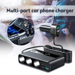 154W 9 in 1 Car Charger Adapter PD 3 Socket Cigarette Lighter Splitter Charge Independent Switches DC Cigarette Outlet Charge