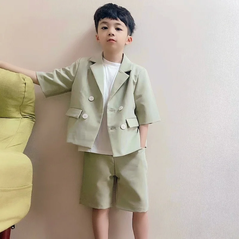 2025 Estate Nuovo Stile Formale Vestito Per Bambini Vestito Da Ragazzo 2 Pezzi Set Vestito Per Bambini Fiore Prestazioni Per Bambini Ragazzi Vestito 2-12T