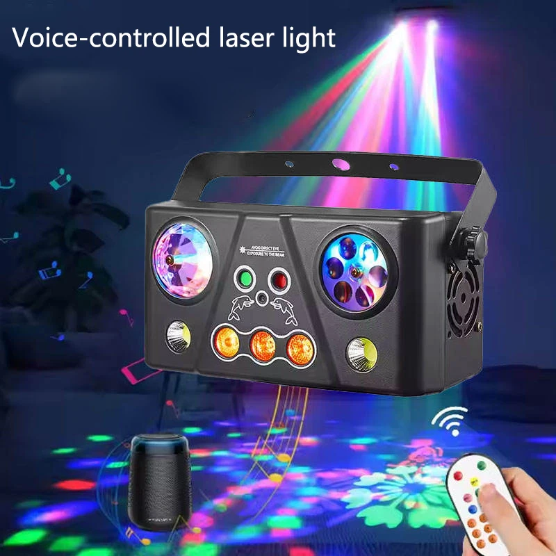 RGB LED Stage Disco Light DJ Strobe Remote Control Voice Controlled Laser Light Club Laser Stage Light