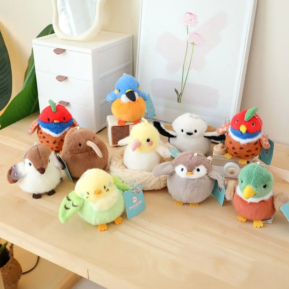 Cute Bird Plush Toy Colorful Bird Pendant Parrot Sparrow Dolls Soft Stuffed Animal Children Girls Gift Bag Decoration